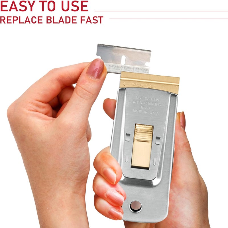 CANOPUS Razor Blade Scraper Tool, Razor Blade Holder, Window Scraper with Razor Blades, Scraper for Glass, Oven, and Cooktop, Sticker Remover Tool, Windshield Scraper - Image 3